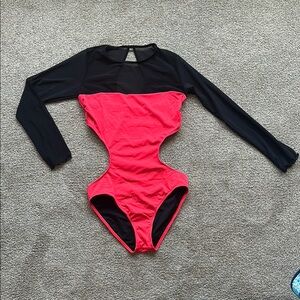 Sports Illustrated Swim Black and Red One Piece